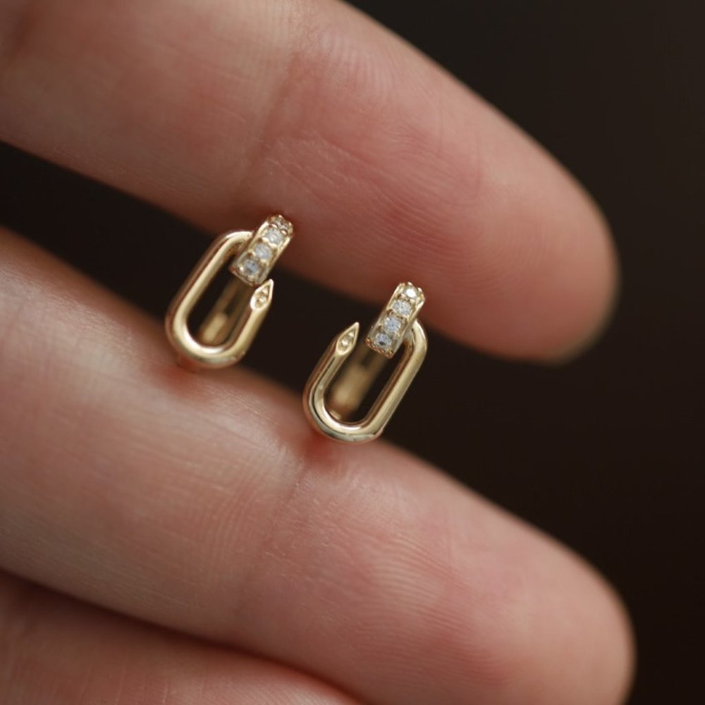 925 Sterling Silver Cubic Zirconia Geometric Minimalist Stud Earring